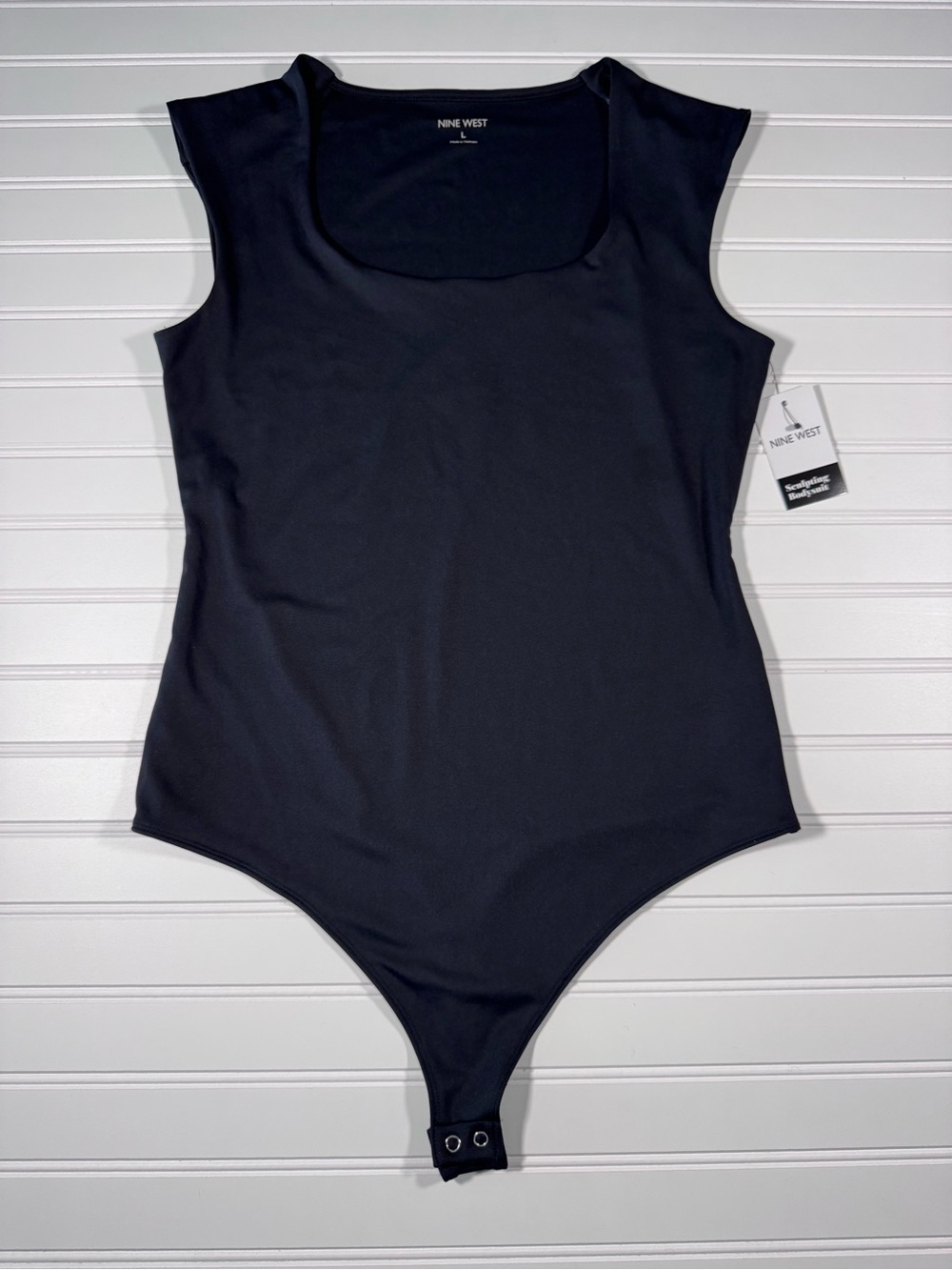 Nine West Black Scoop Neck Sculpting Bodysuit